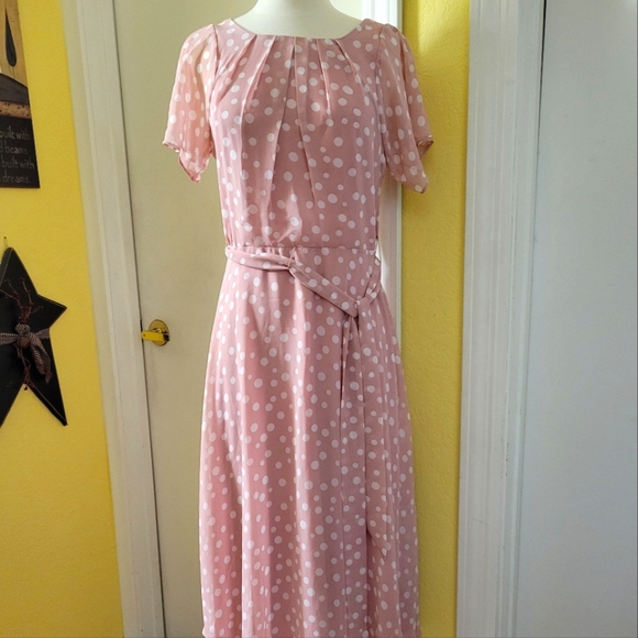 New Beautiful R & K Blush Polka-dot A line Dress size 8 - Picture 14 of 14
